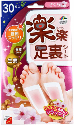 Unimat Riken Rakuraku Relaxing aroma patches with detox effect, for feet, with sakura fragrance, 30 pcs Unimat Riken Rakuraku Relaxing aroma patches with detox effect, for feet, with sakura fragrance, 30 pcs