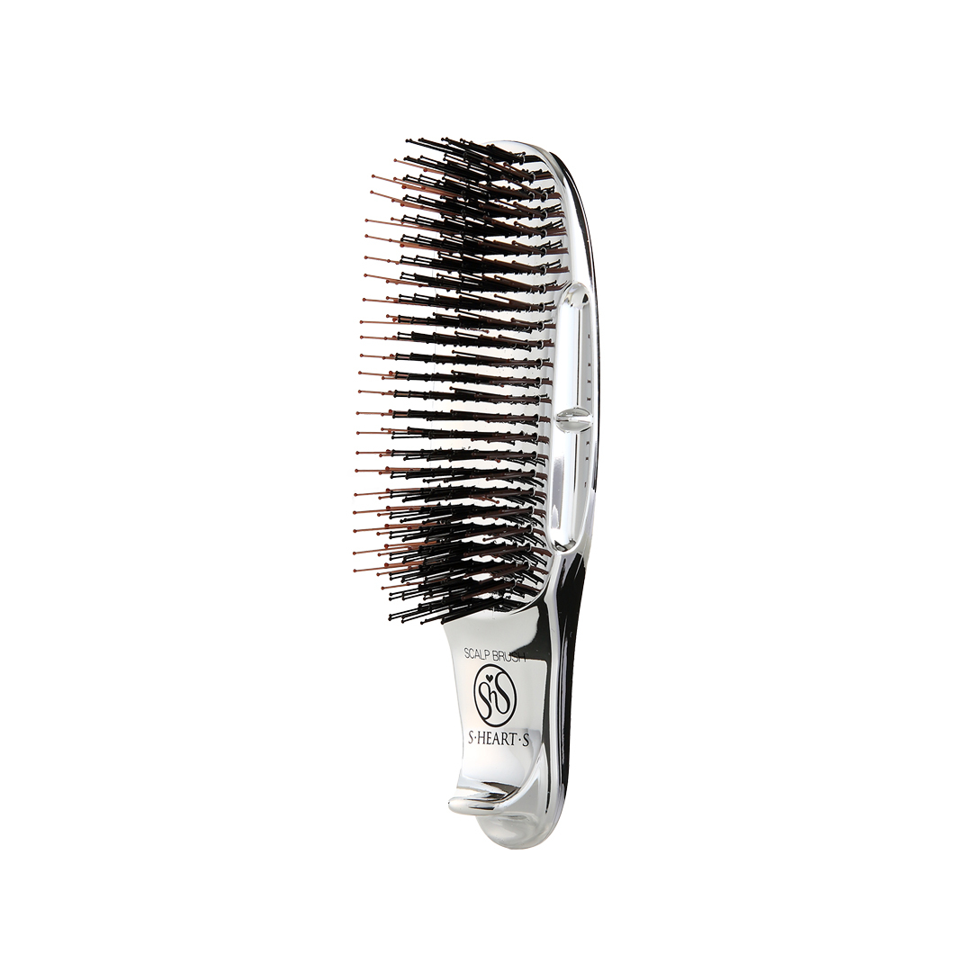 картинка S Heart S Scalp Brush Plus Short Silver  магазин одежды и аксессуаров являющийся официальным дистрибьютором в России  S Heart S Scalp Brush Plus Short Silver
