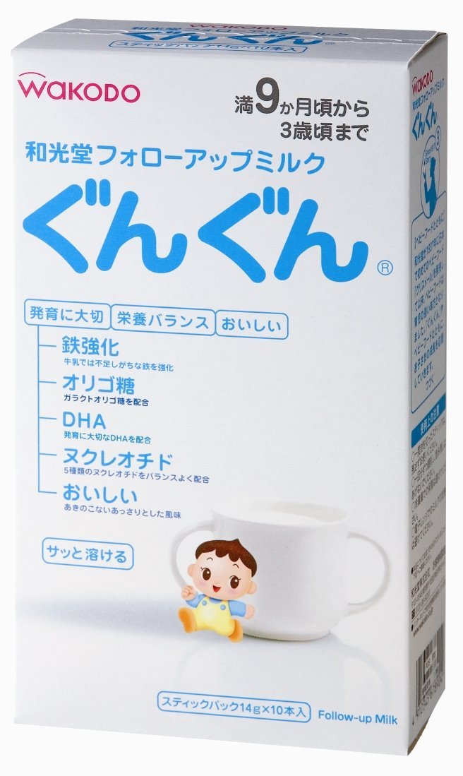 A mixture of WAKODO GUNGUN Powder Milk from 9 months to 3 years