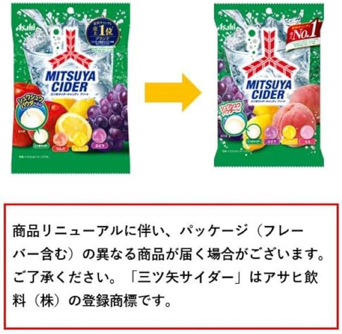 ASAHI Mitsuya Cider Candy Конфеты со вкусом сидра и фруктов, 112 г - фото