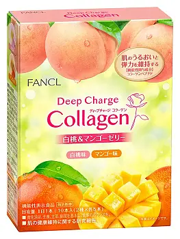 картинка FANCL Deep Charge Collagen White Peach & Mango Jelly Collagen peptide in jelly, mango and peach flavor, for 10 days магазин одежды и аксессуаров являющийся официальным дистрибьютором в России  FANCL Deep Charge Collagen White Peach & Mango Jelly Collagen peptide in jelly, mango and peach flavor, for 10 days