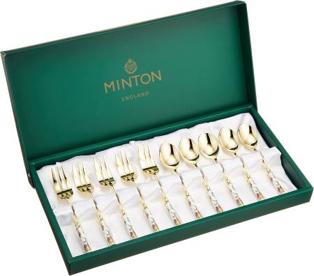 картинка MINTON Tea Spoon/Cake Fork Set, 10 pcs магазин одежды и аксессуаров являющийся официальным дистрибьютором в России  MINTON Tea Spoon/Cake Fork Set, 10 pcs