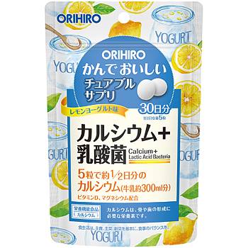 Купить Orihiro Calcium+Lactic Acid Bacteria Жевательный кальций с лактобактериями со вкусом лимонного йогурта, на 1 месяц на 36best.com — фото Orihiro Calcium+Lactic Acid Bacteria Жевательный кальций с лактобактериями со вкусом лимонного йогурта, на 1 месяц - фото