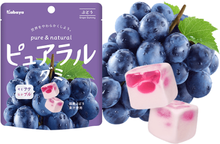 картинка Kabaya Pure&Natural Gummy Grape, 58 g магазин одежды и аксессуаров являющийся официальным дистрибьютором в России  Kabaya Pure&Natural Gummy Grape, 58 g