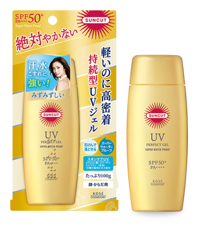 Kose Cosmeport SUNCUT UV Perfect Gel Super Water Proof Sunscreen Waterproof Face & Body Gel SPF 50+ PA ++++, 100g