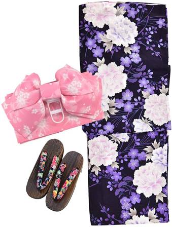Japanese kimono yukata three-piece set