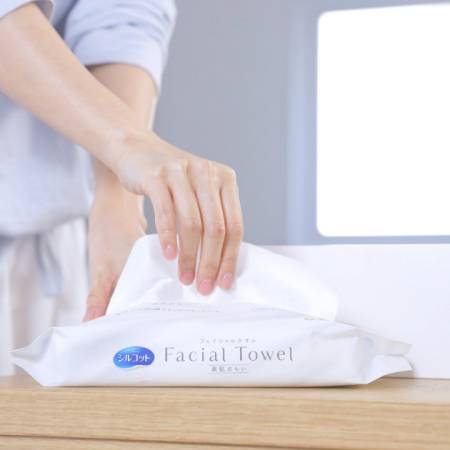 Unicharm Silcot Facial Towel Delicate Cotton Disposable Face Towels, 40 pcs