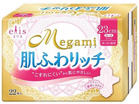 THIN SANITARY PADS WITH WINGS ELIS MEGAMI SLIM SKIN CARE 23 NORMAL, 22 PCS.