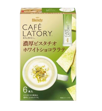 AGF Blendy Cafe LATORY Rich Pistachio White Chocolate Latte in sticks, 6 pcs