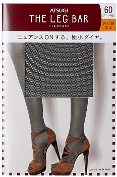 ATSUGI The Leg BAR Standard Women's Tights with a mini diamond pattern 60 DEN, black, size L-LL ATSUGI The Leg BAR Standard Women's Tights with a mini diamond pattern 60 DEN, black, size L-LL