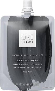 Japanese Skincare - Buy ONE BY KOSÉ Double Black Washer Foam mask for cleansing and sebum regulation 2 in 1 Online from Japan | 36Best Kawai ONE BY KOSÉ Double Black Washer Foam mask for cleansing and sebum regulation 2 in 1