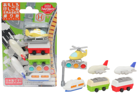 Iwako A set of erasers, vehicles