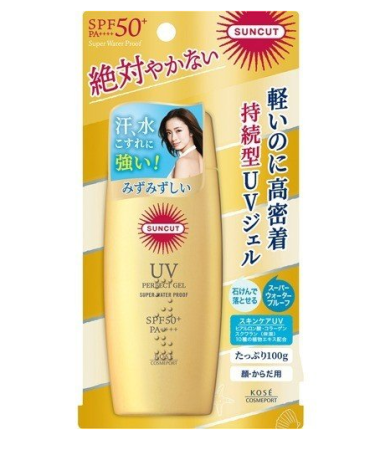 Kose Cosmeport SUNCUT UV Perfect Gel Super Water Proof Sunscreen Waterproof Face & Body Gel SPF 50+ PA ++++, 100g