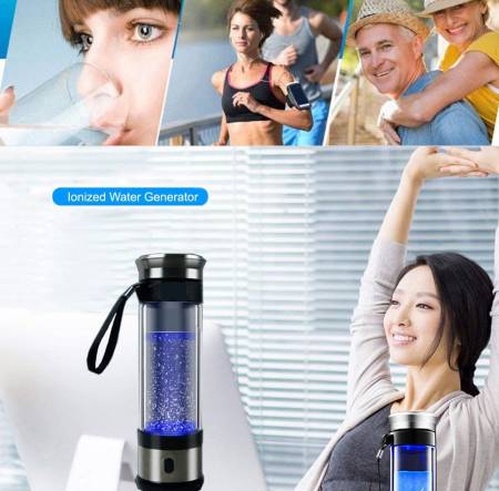 картинка KIKAR Portable Hydrogen Water Generator Glass Bottle магазин одежды и аксессуаров являющийся официальным дистрибьютором в России  KIKAR Portable Hydrogen Water Generator Glass Bottle