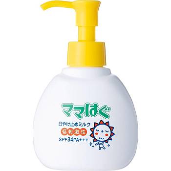 картинка ROHTO Mama hug milk SPF 34 PA+++— sun protection milk for kids 100g магазин одежды и аксессуаров являющийся официальным дистрибьютором в России  ROHTO Mama hug milk SPF 34 PA+++— sun protection milk for kids 100g