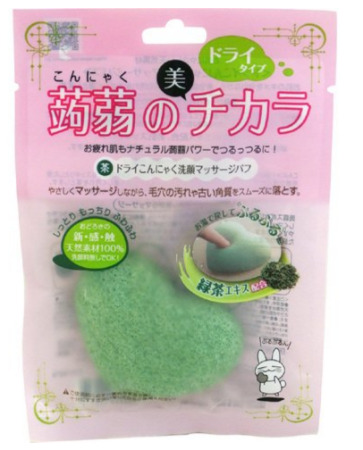 Natural sponge for face Konjak, green