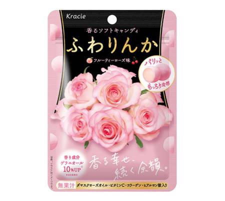 Kracie Fuwarinka Beauty candies with collagen and hyaluronic acid, rose flavor