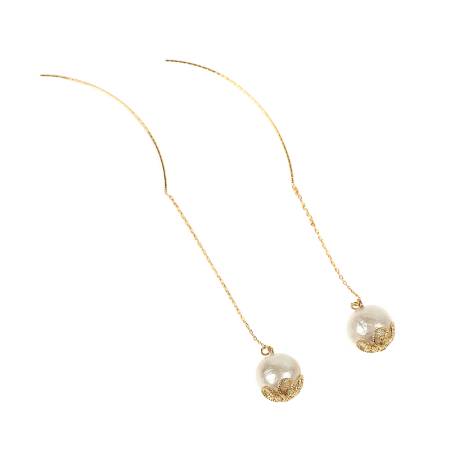 MAGGIO Cotton Pearl Threader Earrings Earrings