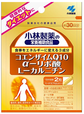 KOBAYASHI Coenzyme Q10, α-lipoic acid and L-carnitine for 30 days