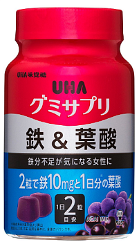 Купить UHA Gummy Supple Железо и фолиевая кислота на 30 дней на 36best.com — фото UHA Gummy Supple Железо и фолиевая кислота на 30 дней - фото