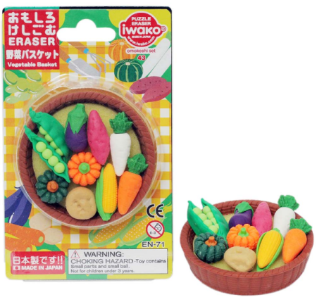 Iwako A set of erasers, vegetables