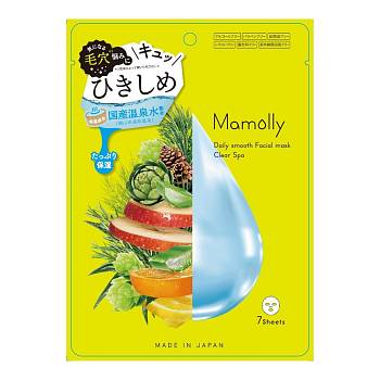 Japanese Skincare - Buy Mamolly Daily Smooth Facial Mask Clear Spa, 7 pcs Online from Japan | 36Best Kawai Mamolly Daily Smooth Facial Mask Clear Spa, 7 pcs