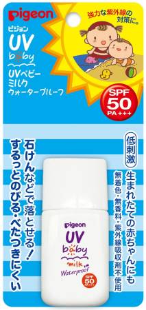 картинка Milk water-resistant sunscreen for children SPF 50, Pigeon , 20 g магазин одежды и аксессуаров являющийся официальным дистрибьютором в России  Milk water-resistant sunscreen for children SPF 50, Pigeon , 20 g