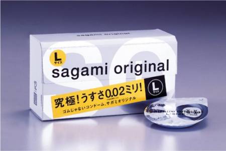 Polyurethane condoms Sagami Original 0.02, size L, 10 pcs
