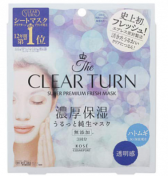 Kose Cosmeport CLEAR TURN PREMIUM SUPER PREMIUM FRESH MASK Premium Refreshing Face Mask, 3pcs, transparent Kose Cosmeport CLEAR TURN PREMIUM SUPER PREMIUM FRESH MASK Premium Refreshing Face Mask, 3pcs, transparent