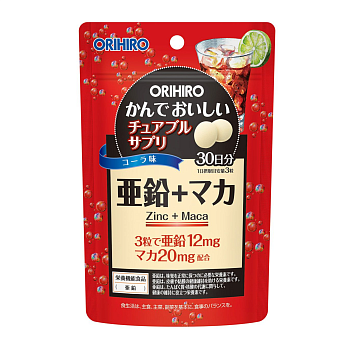 ORIHIRO Zinc+Maca Жевательные витамины с цинком и макой, на 1 месяц - фото