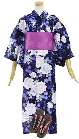 Japanese kimono yukata three-piece set