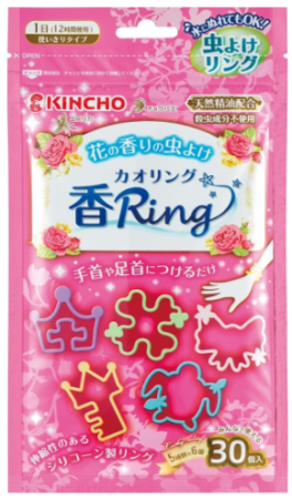 картинка KINCHO Colored rubber bands mosquito repellent with the aroma of roses, 30pcs магазин одежды и аксессуаров являющийся официальным дистрибьютором в России  KINCHO Colored rubber bands mosquito repellent with the aroma of roses, 30pcs