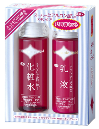 Azuma Shoji Hyaluronic Acid Set kit lotion and facial emulsion with 3 types of hyaluronic acid, collagen and placenta extract, 150ml x 2pcs