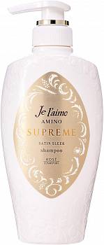 KOSE Cosmeport Je l`Aime AMINO SUPREME Satin Sleek Shampoo Смягчающий шампунь для волос, 500 мл KOSE Cosmeport Je l`Aime AMINO SUPREME Satin Sleek Shampoo Смягчающий шампунь для волос, 500 мл
