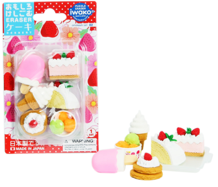 Iwako A set of erasers, cakes