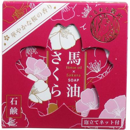 Japanese Skincare - Buy Horse Oil Soap Sakura Soap for washing horse oil extract, cherry 100g Online from Japan | 36Best Kawai Horse Oil Soap Sakura Soap for washing horse oil extract, cherry 100g