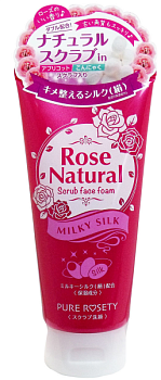 Купить Сosmetex Roland PURE ROSETY Rose Natural Milky Silk Очищающая пенка-скраб для лица с шелком и экстрактом конняку, 120 гр на 36best.com — фото Сosmetex Roland PURE ROSETY Rose Natural Milky Silk Очищающая пенка-скраб для лица с шелком и экстрактом конняку, 120 гр - фото