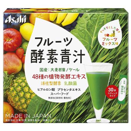 картинка Asahi Fruit Mix Enzyme Green Fruit shake with enzymes and hyaluronic acid, 30 pcs. магазин одежды и аксессуаров являющийся официальным дистрибьютором в России  Asahi Fruit Mix Enzyme Green Fruit shake with enzymes and hyaluronic acid, 30 pcs.