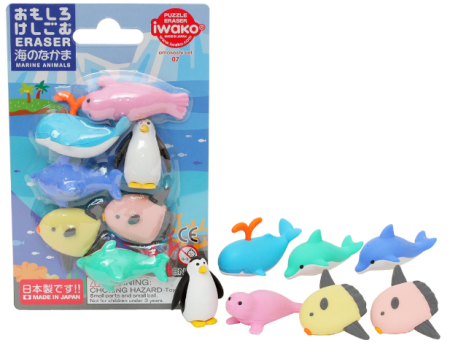 Iwako A set of erasers, marine life