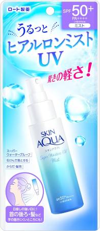 ROHTO Skin Aqua Super Moisture UV Mist Sunscreen and moisturizing mist for face, body and hair SPF 50+ PA++++, 60 ml