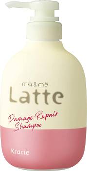 картинка Kracie mä&mё Latte Damage Repair Shampoo Sulfate-free shampoo for mother and daughter with milk protein, 490 ml магазин одежды и аксессуаров являющийся официальным дистрибьютором в России  Kracie mä&mё Latte Damage Repair Shampoo Sulfate-free shampoo for mother and daughter with milk protein, 490 ml