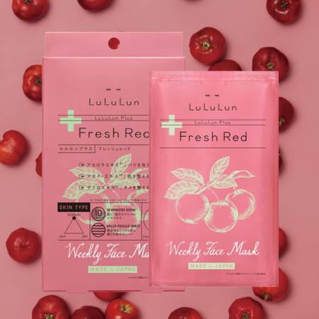 Japanese Skincare - Buy Fresh Red LULULUN Moisturizing facial mask with vitamins, 5 PCs Online from Japan | 36Best Kawai Fresh Red LULULUN Moisturizing facial mask with vitamins, 5 PCs