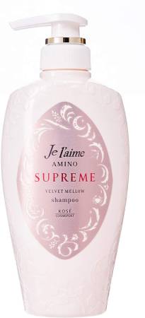 картинка KOSE Cosmeport Je l`Aime AMINO SUPREME Velvet Mellow Shampoo магазин одежды и аксессуаров являющийся официальным дистрибьютором в России  KOSE Cosmeport Je l`Aime AMINO SUPREME Velvet Mellow Shampoo