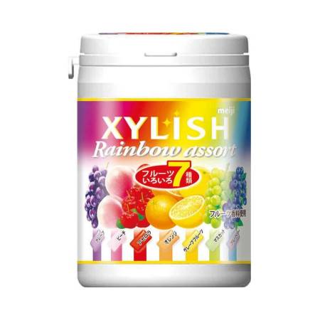 картинка Meiji XYLISH Fruits Assorti Rainbow Line Fruit chewing gum (assorted 7 flavors), 117 gr магазин одежды и аксессуаров являющийся официальным дистрибьютором в России  Meiji XYLISH Fruits Assorti Rainbow Line Fruit chewing gum (assorted 7 flavors), 117 gr