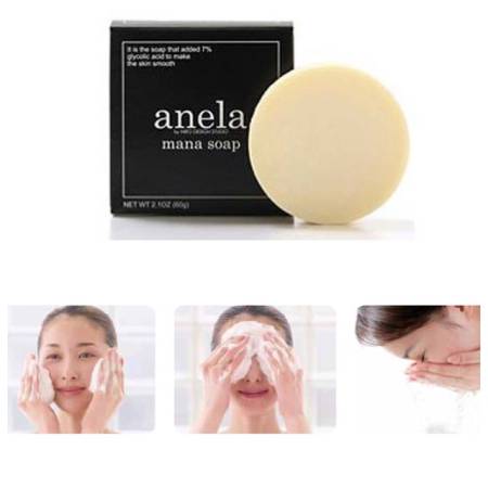 Anela Mana Soap Peeling soap with glycolic acid 7% against acne with foam mesh as a gift!