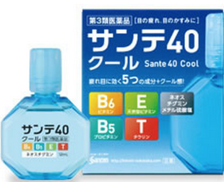 40 Santen Cool Eye (vitamins E, B6, B5, T) preventive,age-related drops from redness and eye fatigue, 12ml