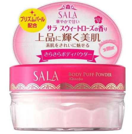 Kanebo Sala Body Puff Powder Sweet Rose Prism Pearl with Collagen body Powder with pearl extract, 40gr