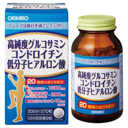Orihiro glucosamine, chondroitin and hyaluronic acid, 270 pcs